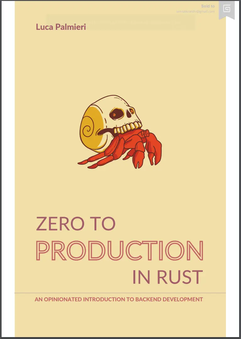 Zero To Production In Rust